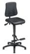 meychair Siège d'atelier pivotant Workster Allround avec assise inclinable, assise mousse PU noir, avec patins en plastique