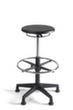 tabouret pivotant avec repose-pieds circulaire, assise noir, patins