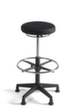 tabouret pivotant avec repose-pieds circulaire, assise noir, patins