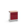 bott Chariot à outils verso, 2 tiroirs, 1 armoire, RAL7035 gris clair/RAL3004 rouge pourpre