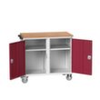 bott poste de travail mobile verso, 2 armoires, RAL7035 gris clair/RAL3004 rouge pourpre