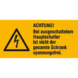 panneau d'avertissement combiné SafetyMarking® « Attention ! Même lorsque l'interrupteur principal est désactivé »