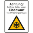 panneau indicateur SafetyMarking®, « Attention ! En période de gel Danger de projection de glace par les éoliennes »