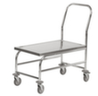 Chariot avec barre de poussée en acier inoxydable, force 100 kg, plateau longueur x largeur 735 x 390 mm