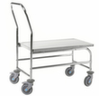 Chariot avec barre de poussée en acier inoxydable, force 100 kg, plateau longueur x largeur 710 x 360 mm