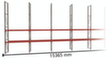 META Rayonnage à palettes MULTIPAL pour 32 palettes, largeur 15365 mm, 4 niveaux de stockage