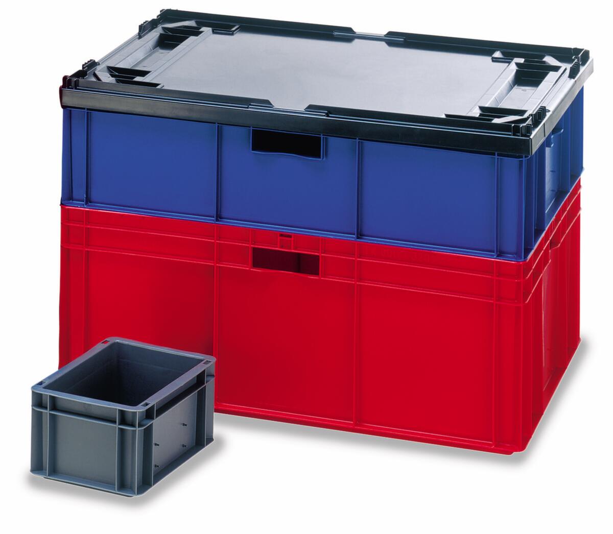 Bac gerbable norme Europe avec face avant ouverte + parois et fond plein  ZOOM