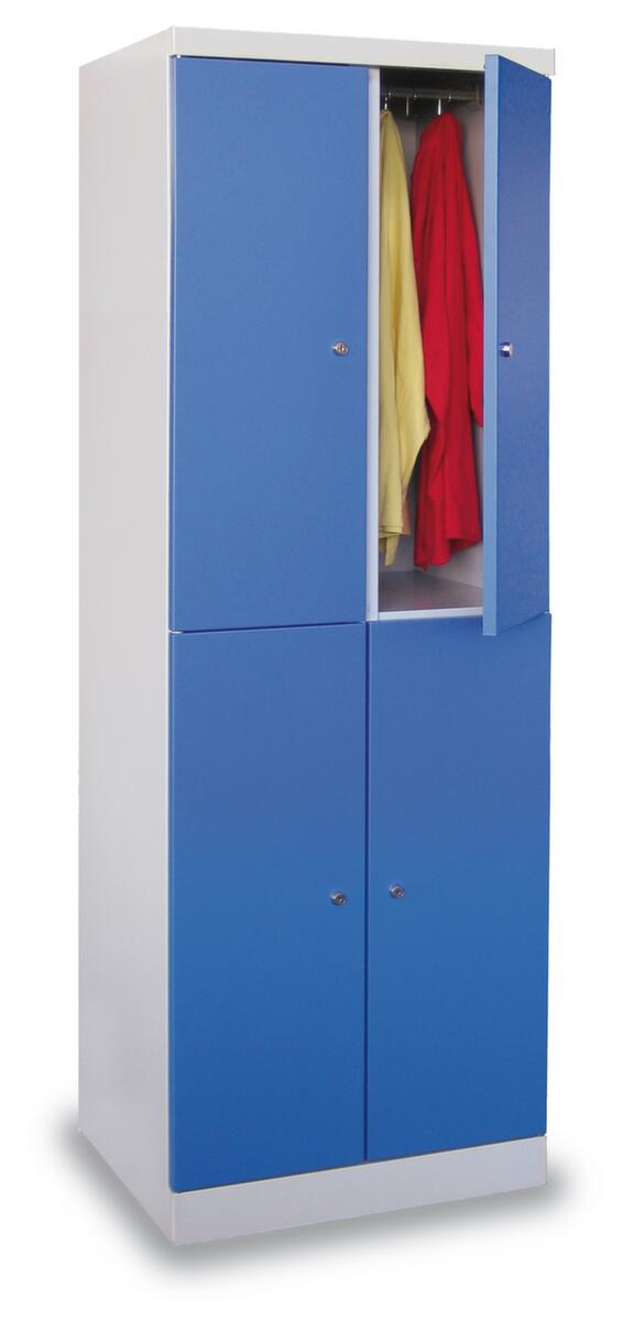 PAVOY Armoire vestiaire à deux niveaux Basis PlusHxlxP 1800x600x500 mm2x2 compart.compart. l 300 mmserr. cyl.socle  ZOOM