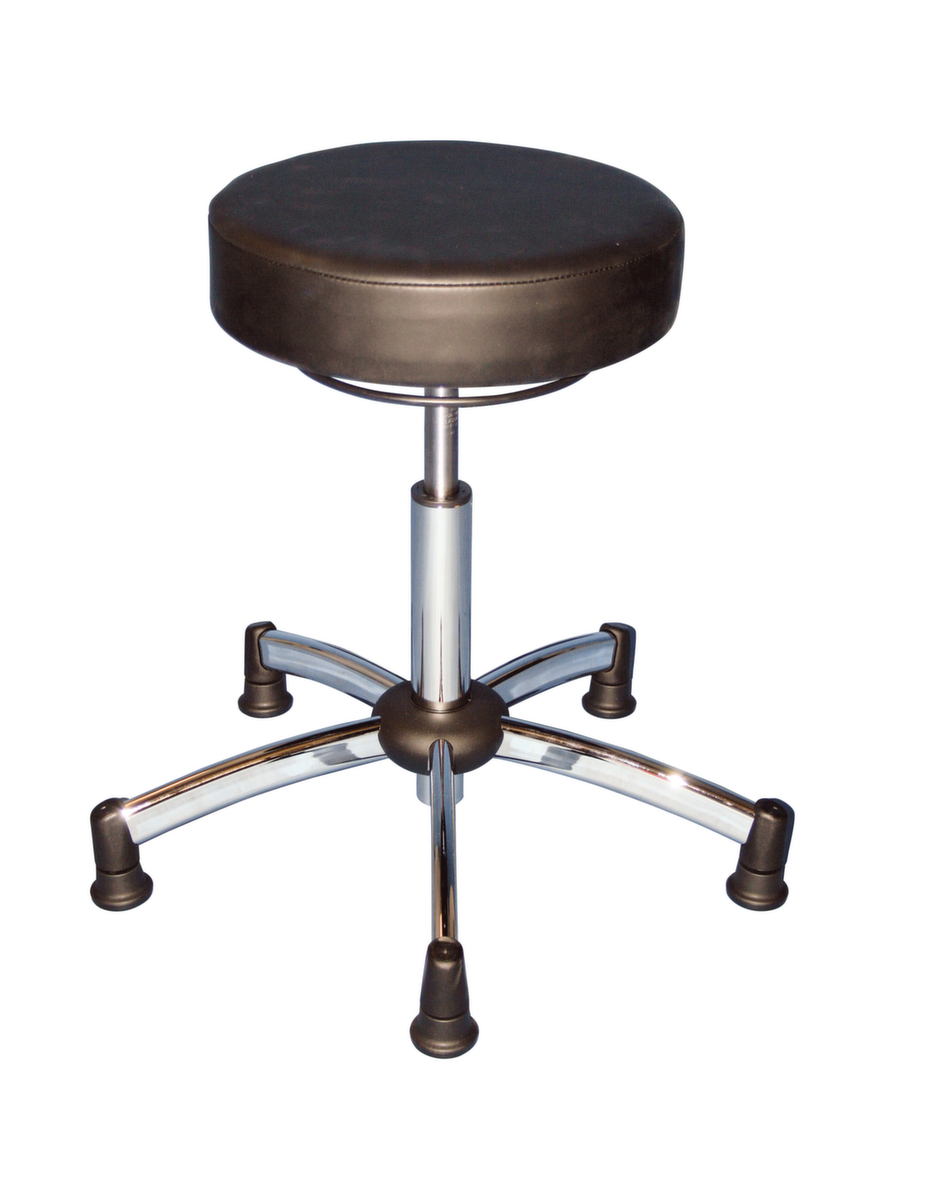 Tabouret pivotant ESD antistatique, assise noir, patins  ZOOM