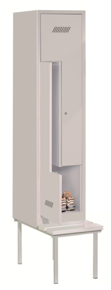 PAVOY Armoire vestiaire Z Basis avec banc + 2 compartiments, largeur de compartiment 400 mm  ZOOM