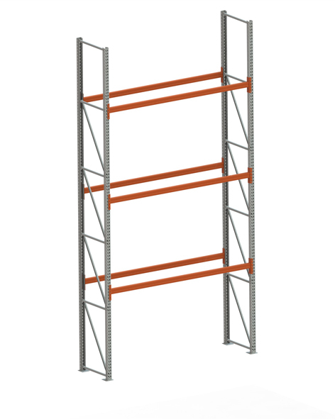 META Rayonnage à palettes MULTIPAL pour 8 palettes, largeur 2870 mm, 4 niveaux de stockage