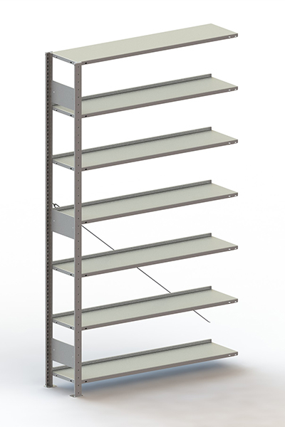 META Rayonnage sans boulons pour classeurs élément suivant, 7 tablettes, avec revêtement en zinc anti-corrosion  ZOOM