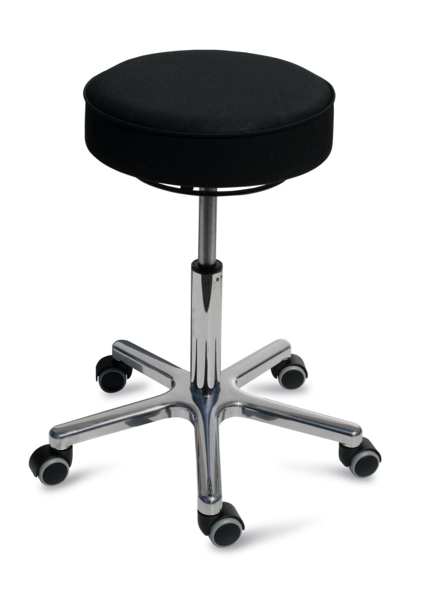 Tabouret pivotant hauteur réglable avec assise en similicuir, assise noir, roulettes