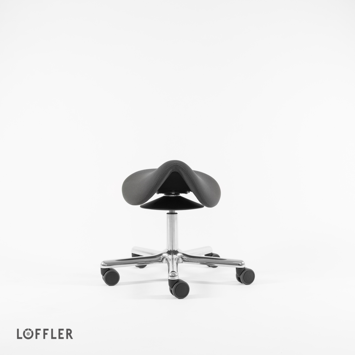 Löffler Tabouret selle de cheval Sedlo avec réglage en hauteur, assise gris, roulettes  ZOOM