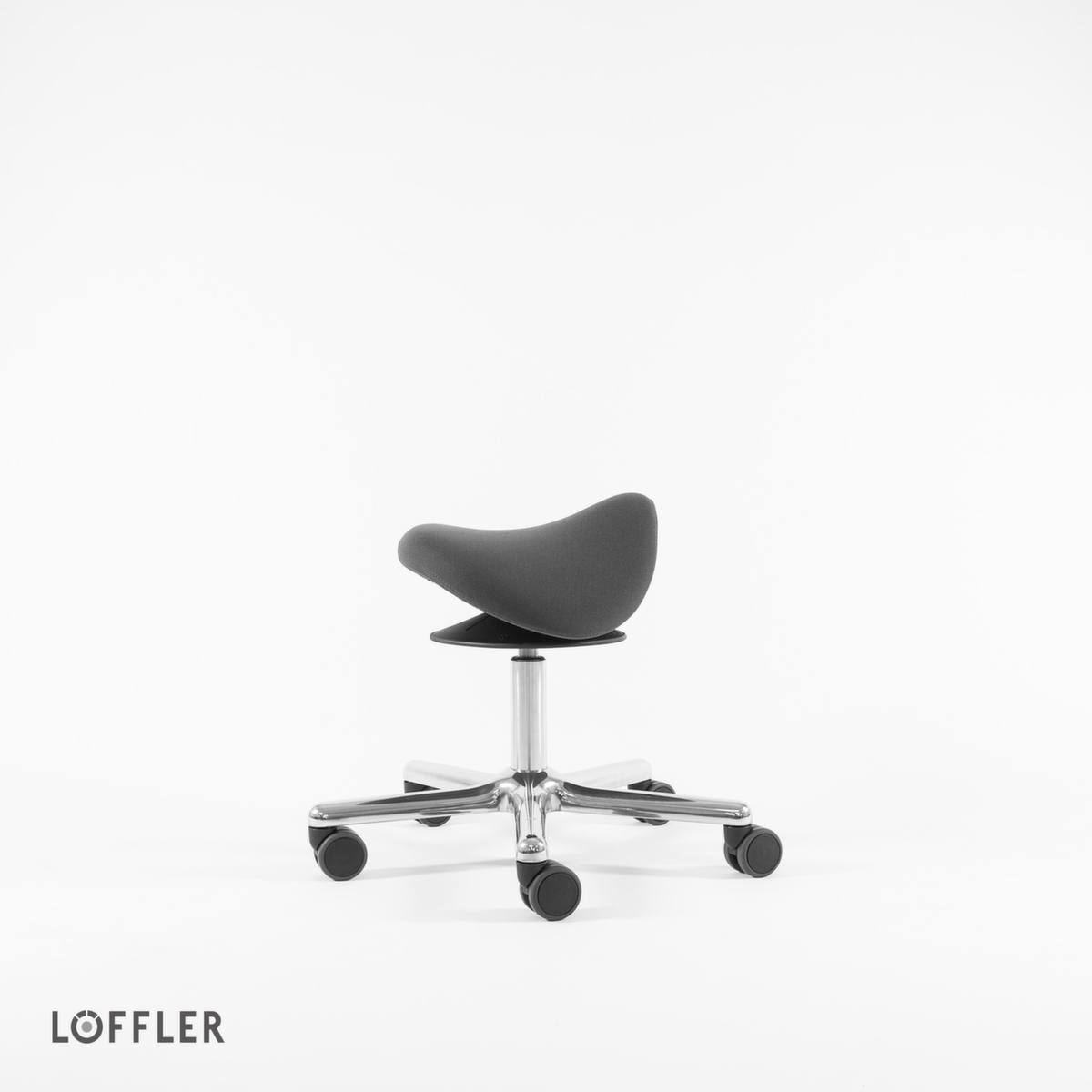 Löffler Tabouret selle de cheval Sedlo avec réglage en hauteur, assise gris, roulettes  ZOOM