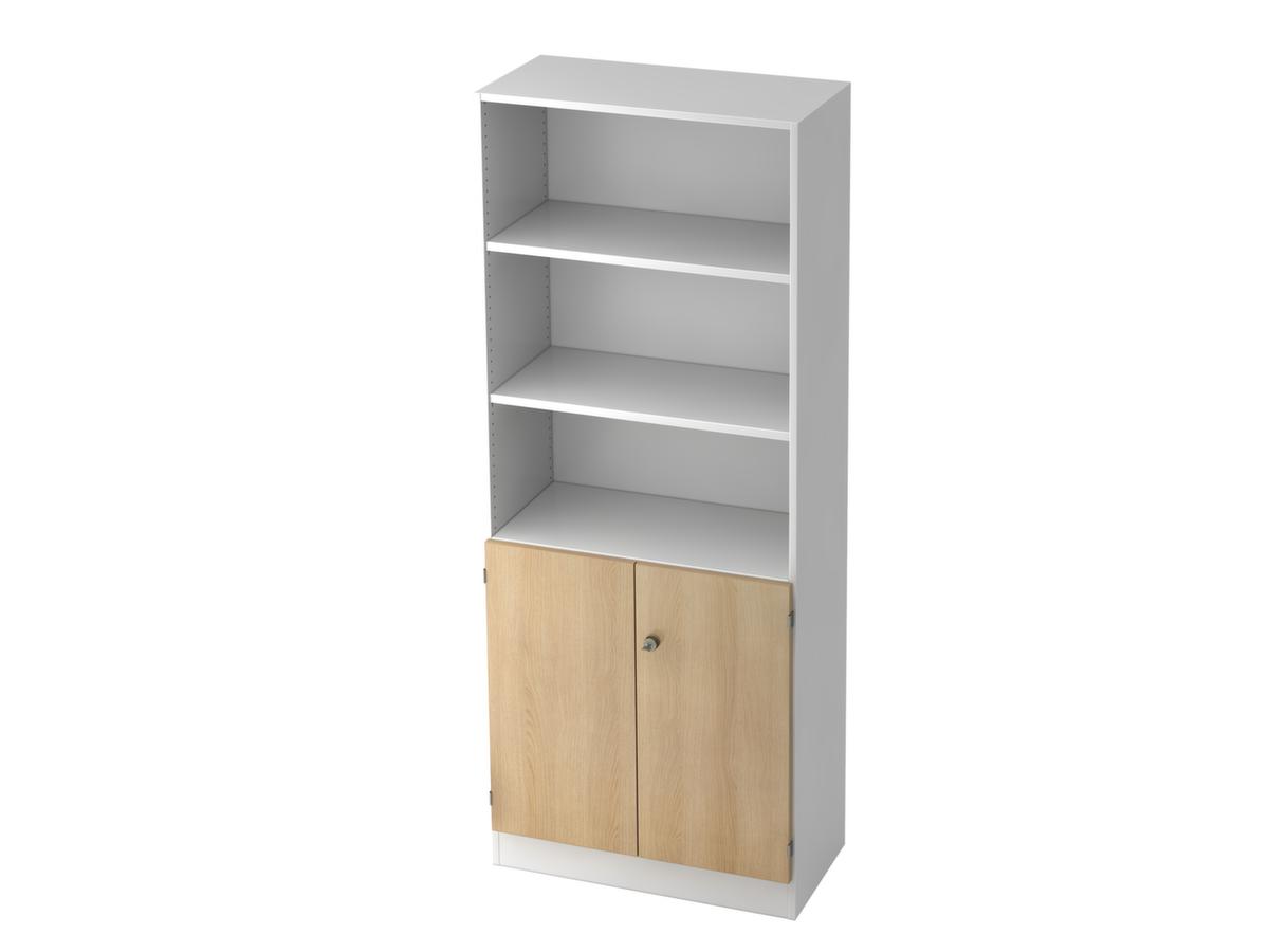 Armoire combinée Sina avec 2 portes et 3 compartiments, 5 hauteurs des classeurs, blanc/chêne