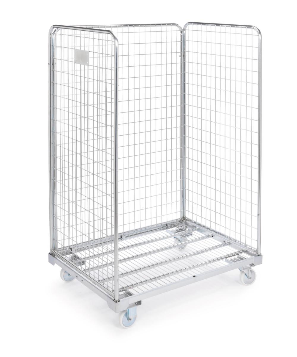 Conteneur à roulettes avec 3 parois grillagées, force 500 kg, longueur x largeur 1200 x 800 mm