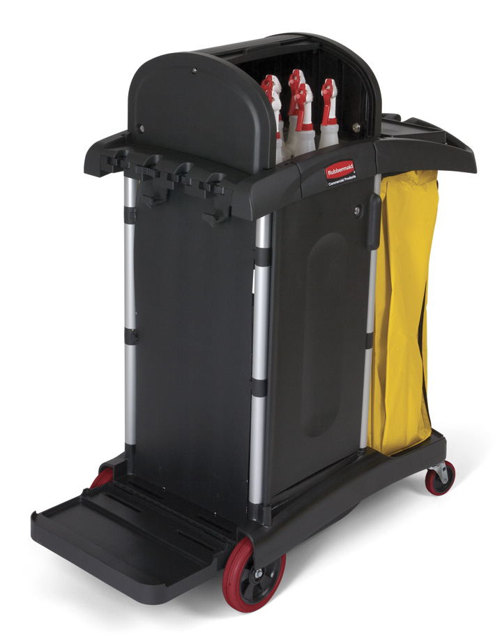 Rubbermaid Camion de nettoyage verrouillable Hygen avec sac poubelle