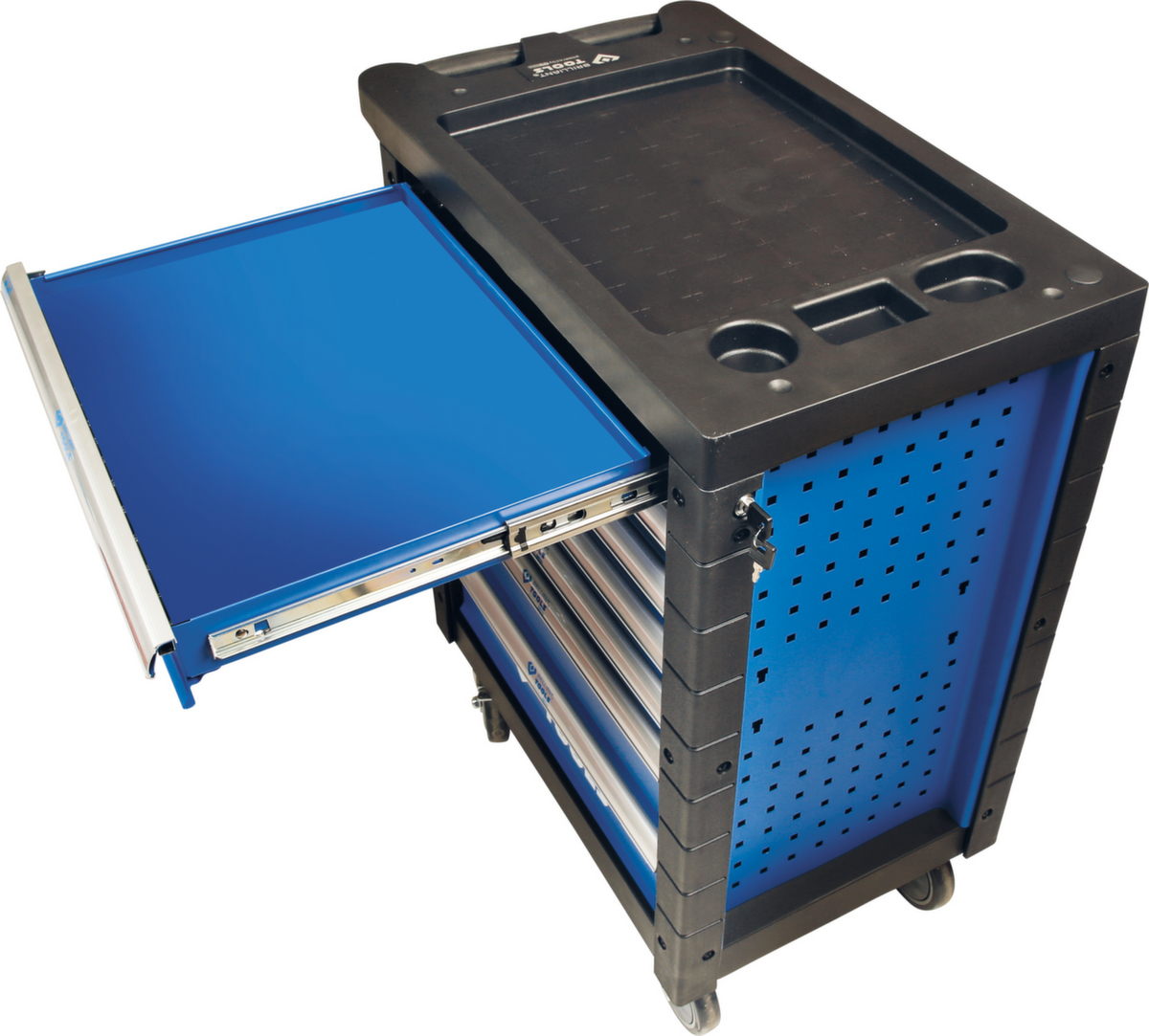 Brilliant Tools BLEU/ARGENT Chariot d'atelier avec 7 tiroirs et 207 outils haut de gamme ZOOM