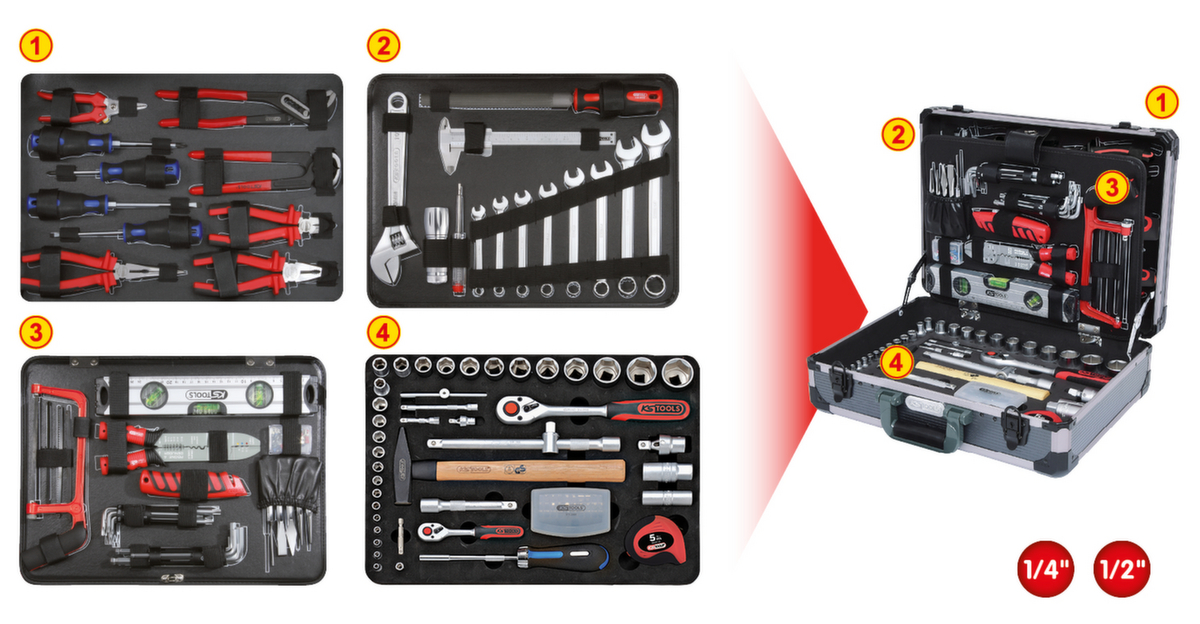 KS Tools Jeu d'outils 1/4"+1/2"  ZOOM