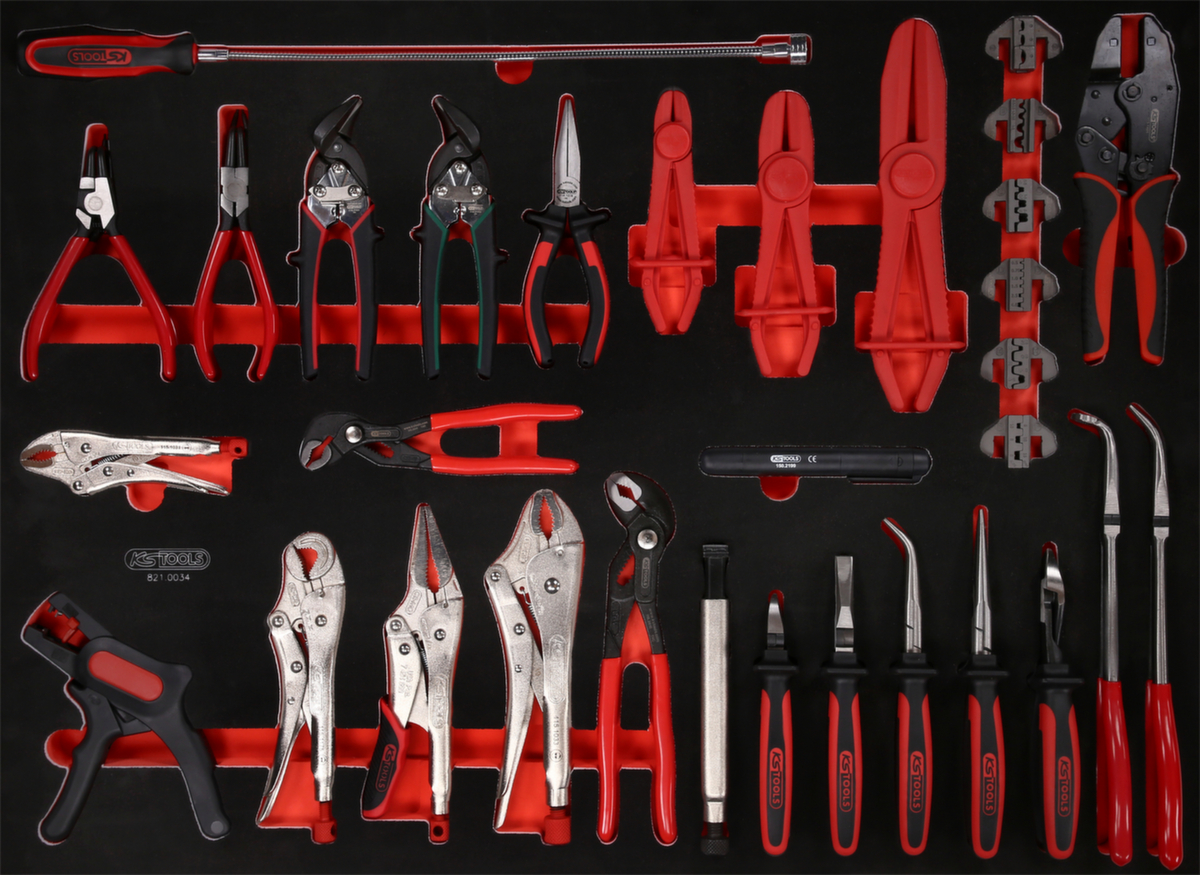 KS Tools Jeu de pinces dans un insert en mousse  ZOOM