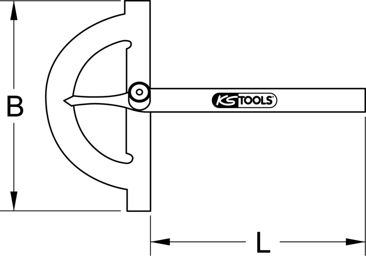 KS Tools Jauge d'angle avec coude ouvert  ZOOM