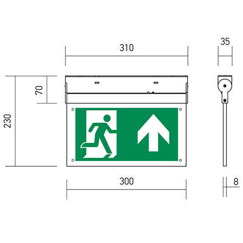 B-Safety Lampe de signalisation DEL L-LUX Standard, fixation Pour montage mural ou au plafond  ZOOM