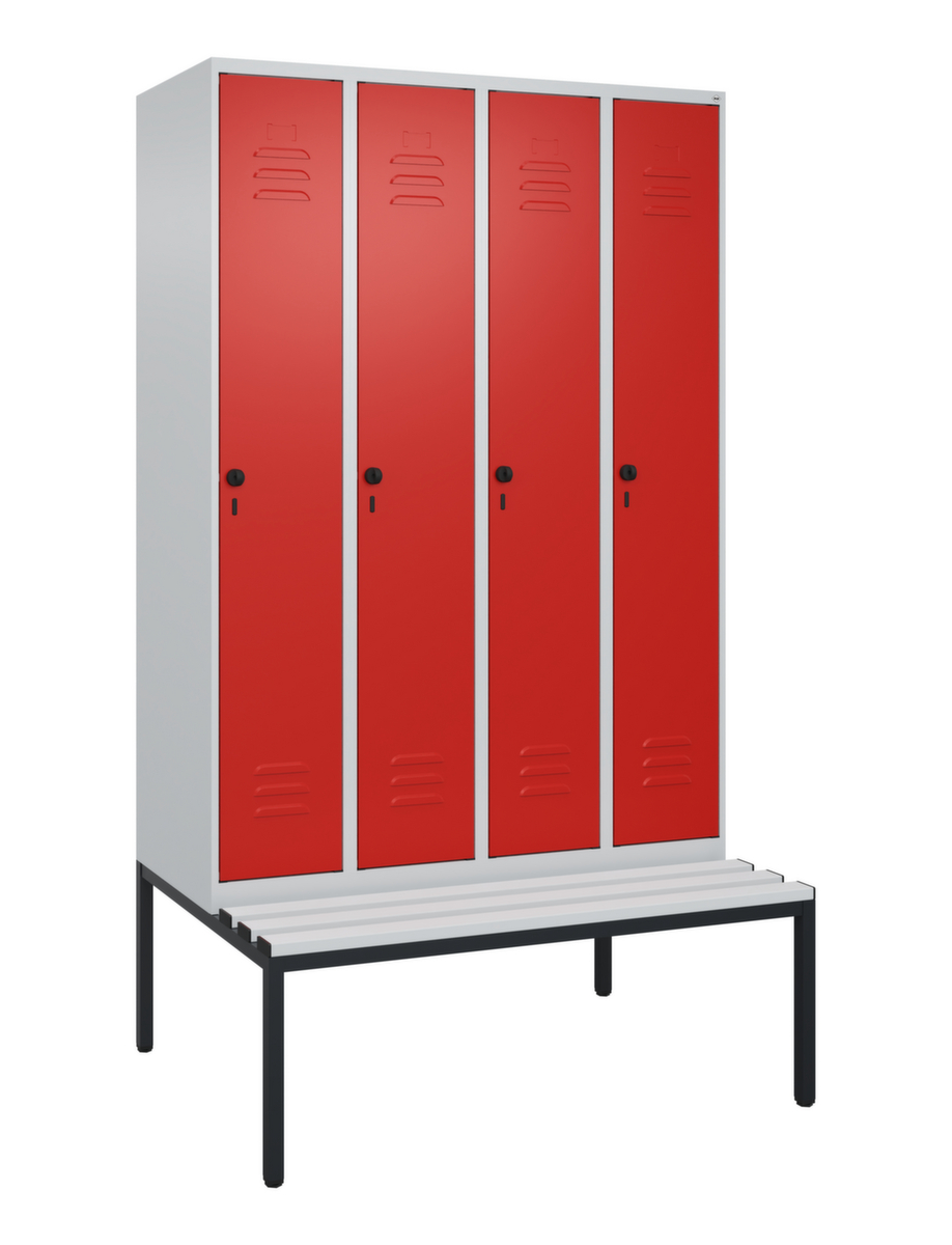 C+P Armoire vestiaire Classic Plus avec banc, largeur de compartiment 300 mm