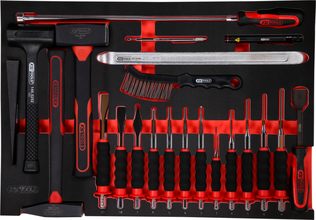 KS Tools hammer and chisel set in foam insert