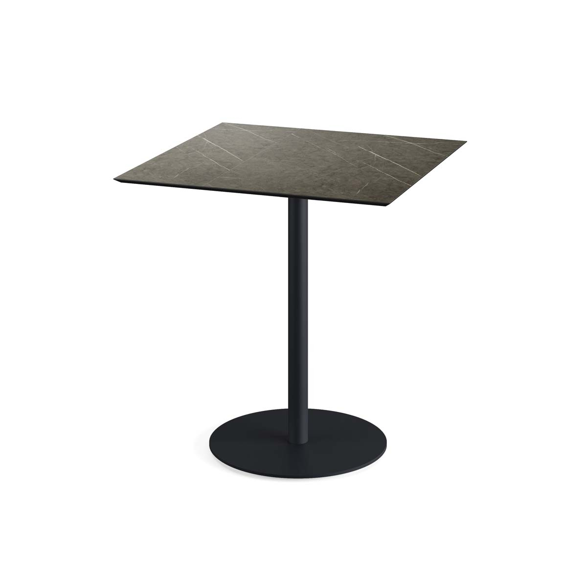 VEBA Table de bistro Essentials Urban, largeur x profondeur 700 x 700 mm, panneau Midnight Marble  ZOOM