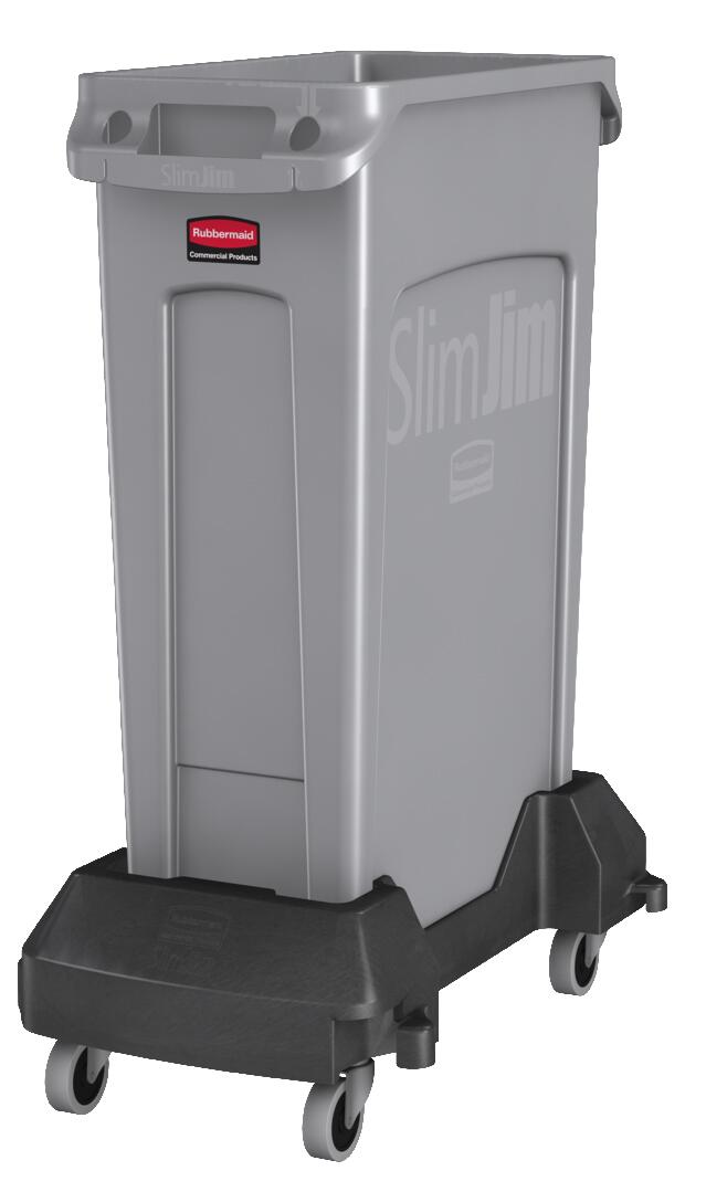 Rubbermaid Chariot roulant SlimJim pour collecteur de recyclage, pour 60 - 87 l bacs, polyéthylène noir  ZOOM