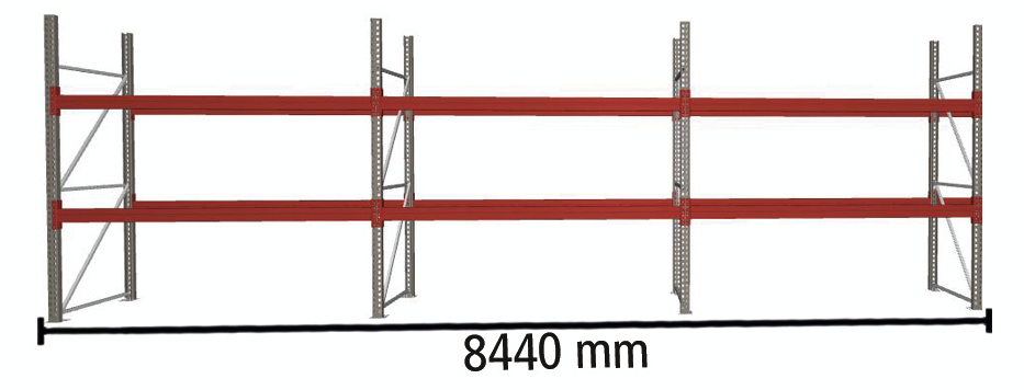 META Rayonnage à palettes MULTIPAL pour 27 palettes, largeur 8440 mm, 3 niveaux de stockage