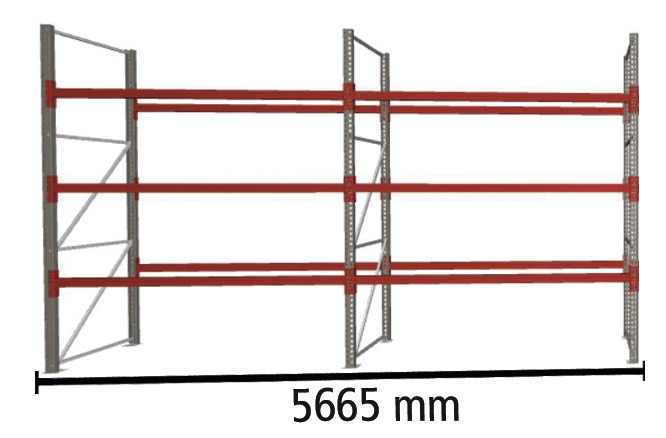 META Rayonnage à palettes MULTIPAL pour 24 palettes, largeur 5665 mm, 4 niveaux de stockage