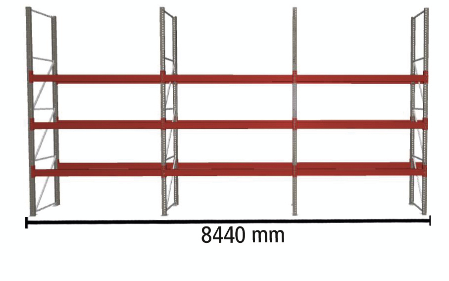 META Rayonnage à palettes MULTIPAL pour 24 palettes, largeur 8440 mm, 4 niveaux de stockage ZOOM