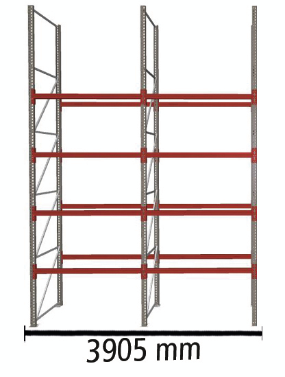 META Rayonnage à palettes MULTIPAL pour 20 palettes, largeur 3905 mm, 5 niveaux de stockage ZOOM