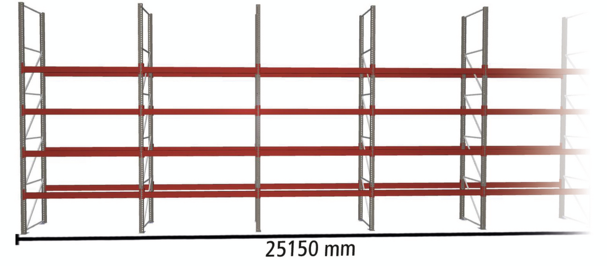 META Rayonnage à palettes MULTIPAL pour 135 palettes, largeur 25150 mm, 5 niveaux de stockage ZOOM