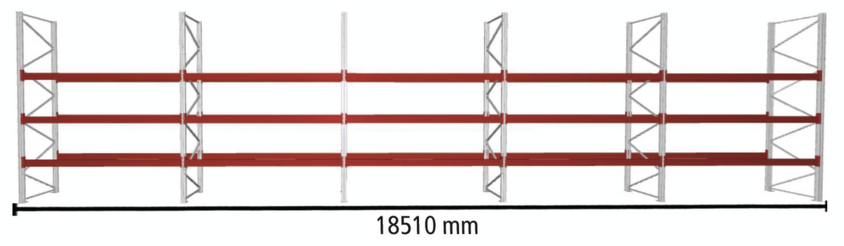 META Rayonnage à palettes MULTIPAL pour 80 palettes, largeur 18510 mm, 4 niveaux de stockage  ZOOM