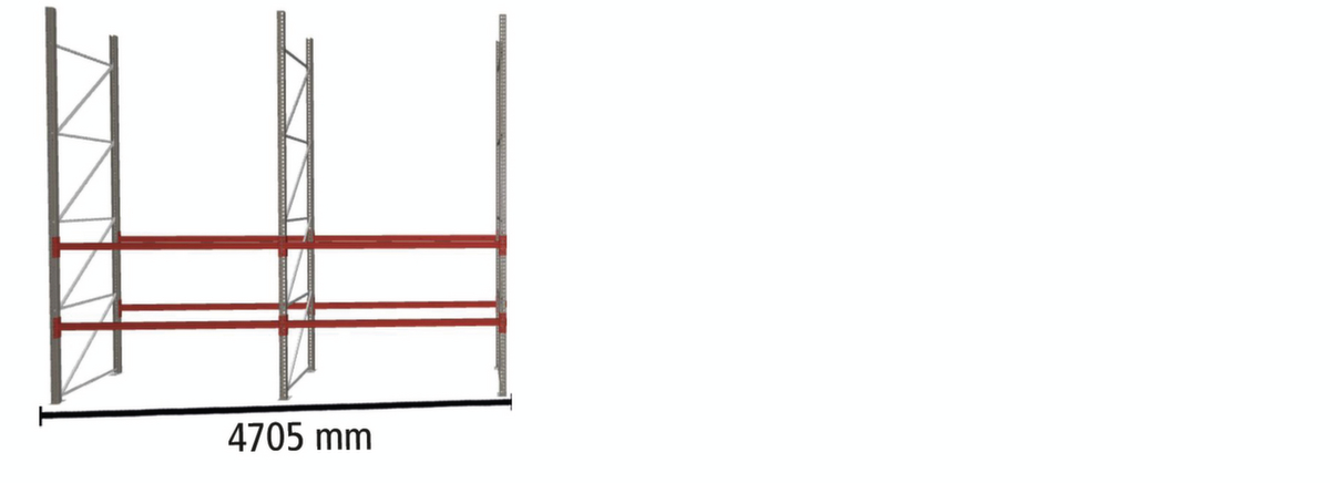 META Rayonnage à palettes MULTIPAL pour 12 palettes, largeur 4705 mm, 3 niveaux de stockage ZOOM