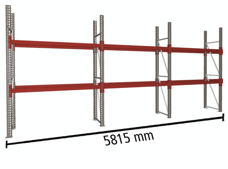META Rayonnage à palettes MULTIPAL pour 9 palettes, largeur 5815 mm, 3 niveaux de stockage ZOOM