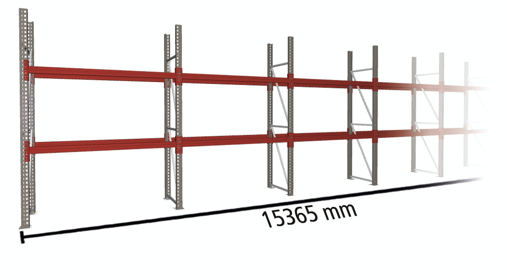 META Rayonnage à palettes MULTIPAL pour 24 palettes, largeur 15365 mm, 3 niveaux de stockage  ZOOM