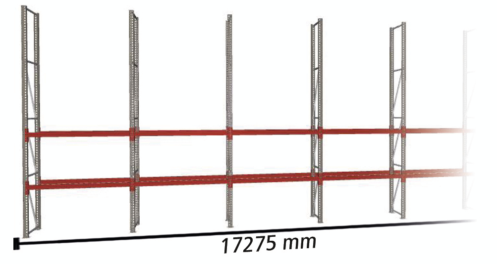 META Rayonnage à palettes MULTIPAL pour 36 palettes, largeur 17275 mm, 4 niveaux de stockage ZOOM