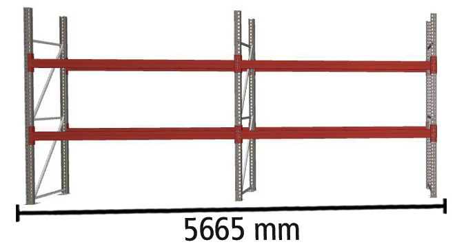 META Rayonnage à palettes MULTIPAL pour 12 palettes, largeur 5665 mm, 3 niveaux de stockage  ZOOM