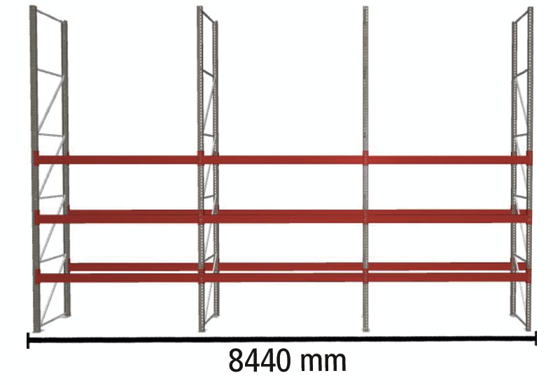 META Rayonnage à palettes MULTIPAL pour 24 palettes, largeur 8440 mm, 4 niveaux de stockage ZOOM