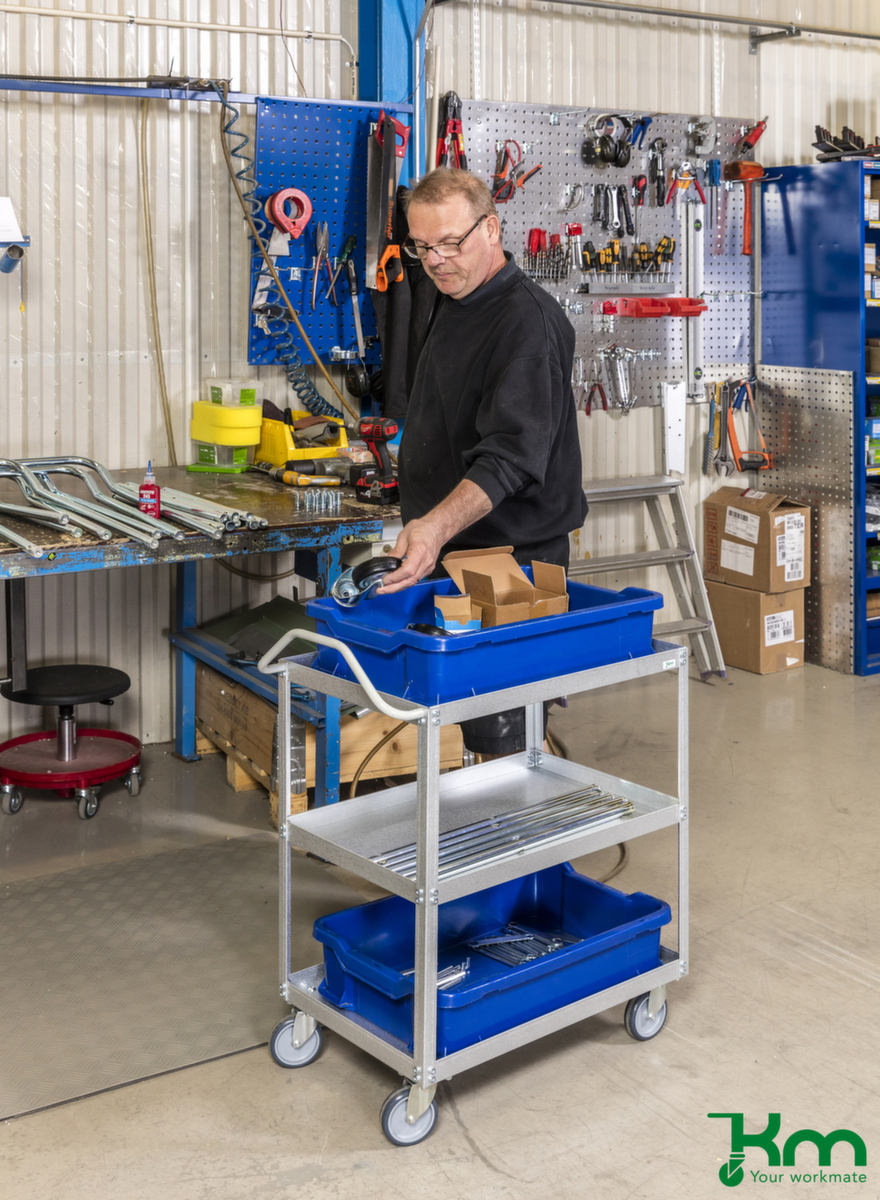 Kongamek Chariot à étagères Aluzink, force 150 kg, 3 plateaux ZOOM