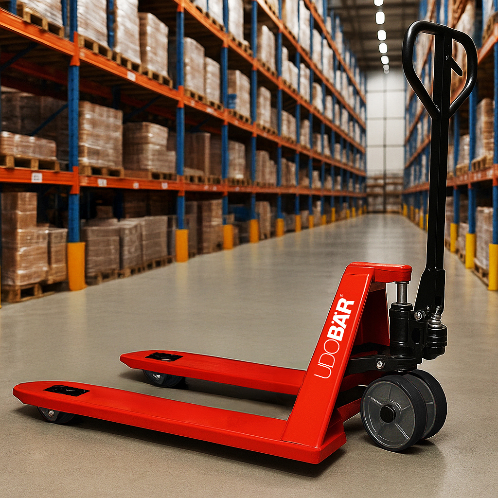 UDOBÄR Transpalette, 2500 kg force, polyuréthane/nylon ZOOM