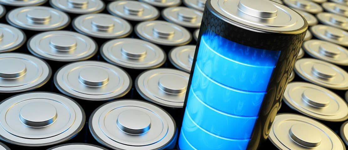 Lithium-Ionen-Batteriezellen als Beispiel für industrielle Akkus